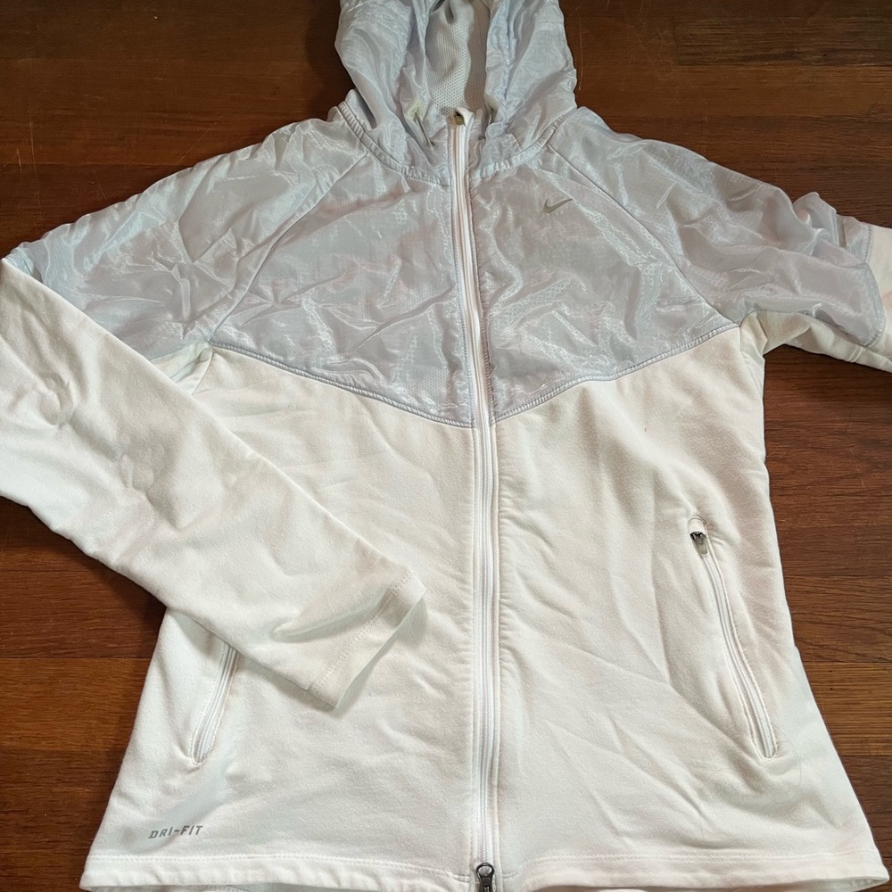 Nike Women's White and Gray Olympics Runner Jacket